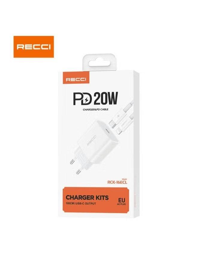 Recci RCK-16ECL 20W Charger + USB-C to Lightning cable