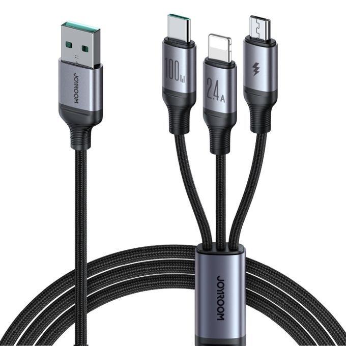 JOYROOM S-A21 USB-A to Lightning+Type-C+Micro 1.2m Cable 100W