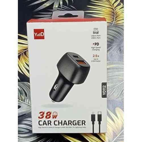 YD YD112 38W Car Charger With USB-C to lightning Cable