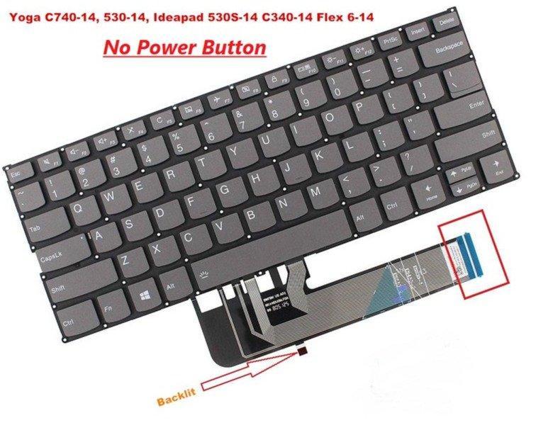 Laptop Keyboards-LENOVO Ideapad C340 14API 14IWL YOGA 530 14ISK 14IKB 14ARR C740 14IML FLEX 14API 14IML 14IWL-Original With Backlit-(HIF300)