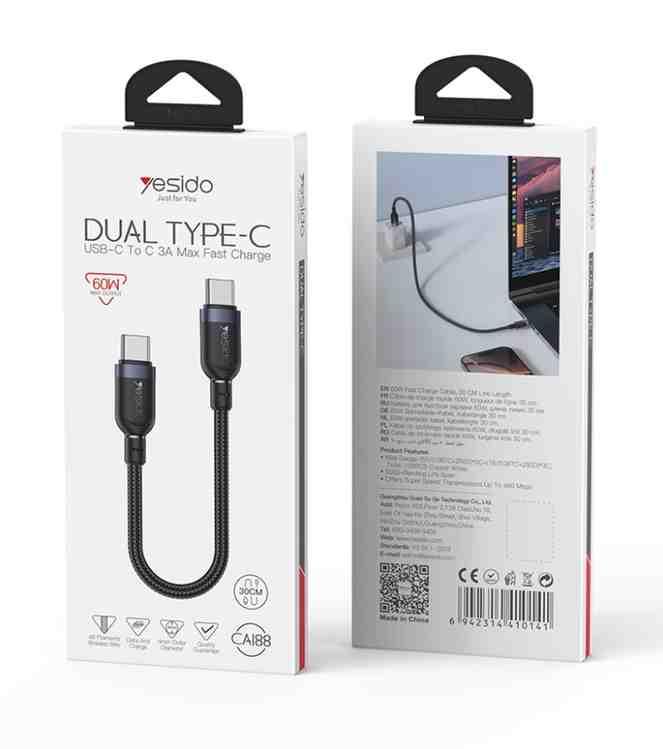 YeSido CA204 USB-C to USB-C 60w Power Bank Cable