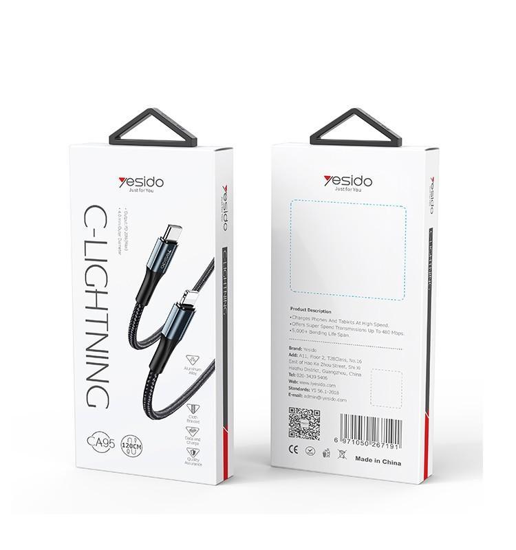 YeSido CA95 USB-C to Lightning  Braided 20W Data Cable 1.2m