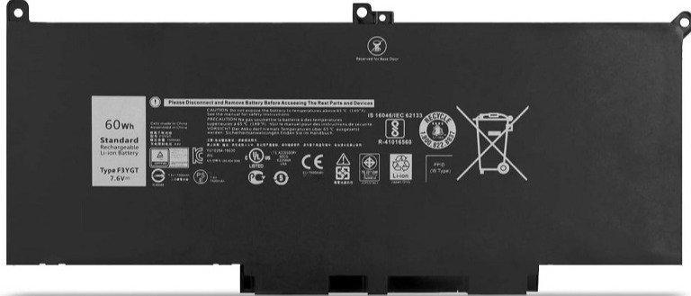 Laptop Batteries-DELL F3YGT-DELL Latitude 12 7000 7280 7290 13 7000 7380 7390 14 7000 7480 7490-7.6V-60Wh-Grade A-ضمان شهر- (HIF100)
