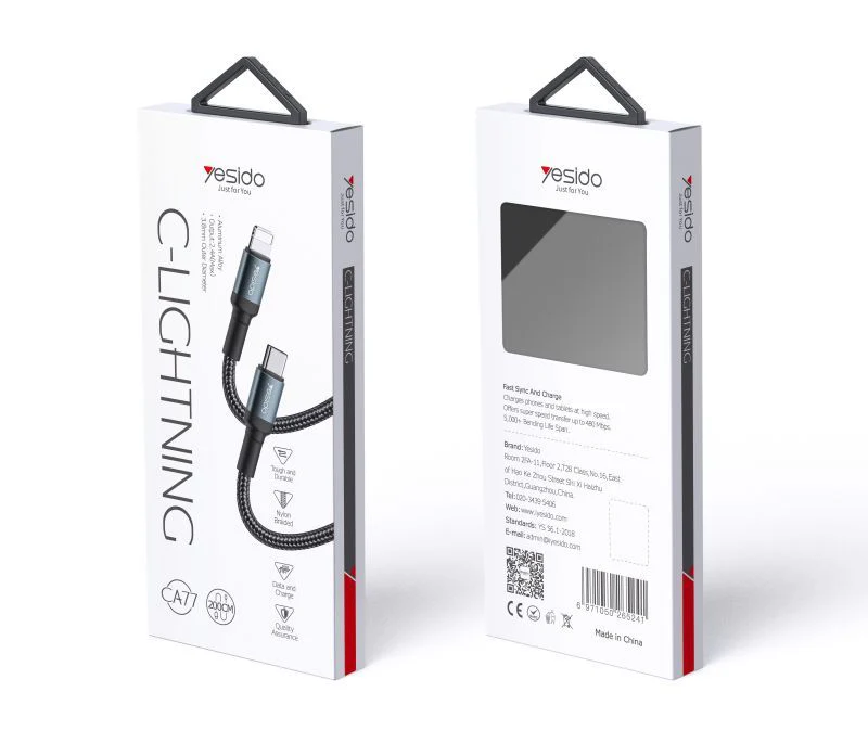 YeSido CA77 USB-C to Lightning  Braided 20W Data Cable 200CM